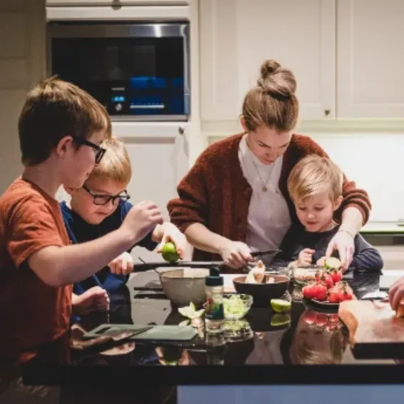 First-time home buyers in the kitchen of their new home