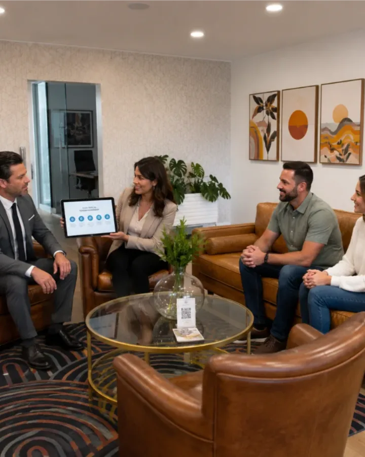 First Mutual Realty Group agent shaking hands with Las Vegas home buyers