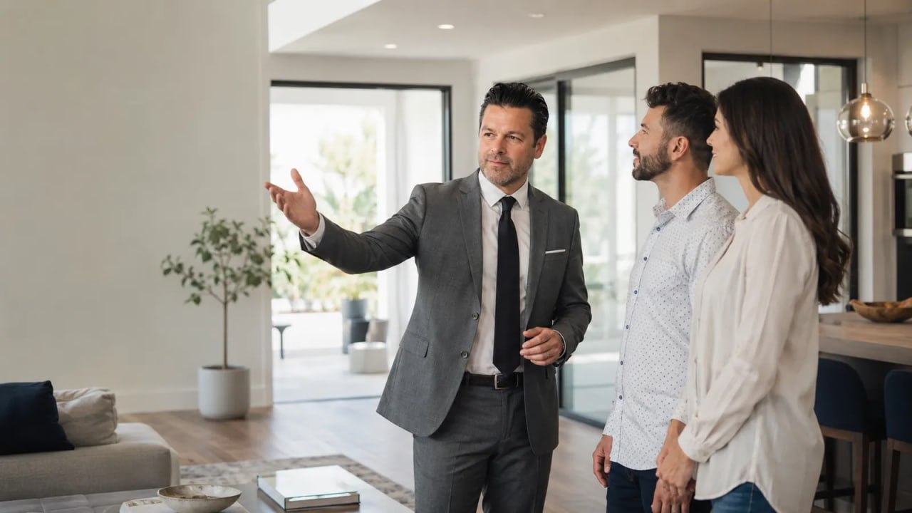 Real estate agent with home buyers in Las Vegas